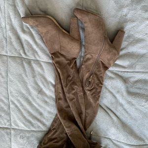 Knee high suede boots